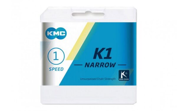 Grandinė KMC K1 Narrow Silver 1 pavaros, 100L