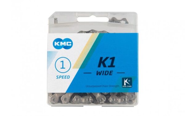 Grandinė KMC K1 Wide Silver/Black 1 pavaros, 110L